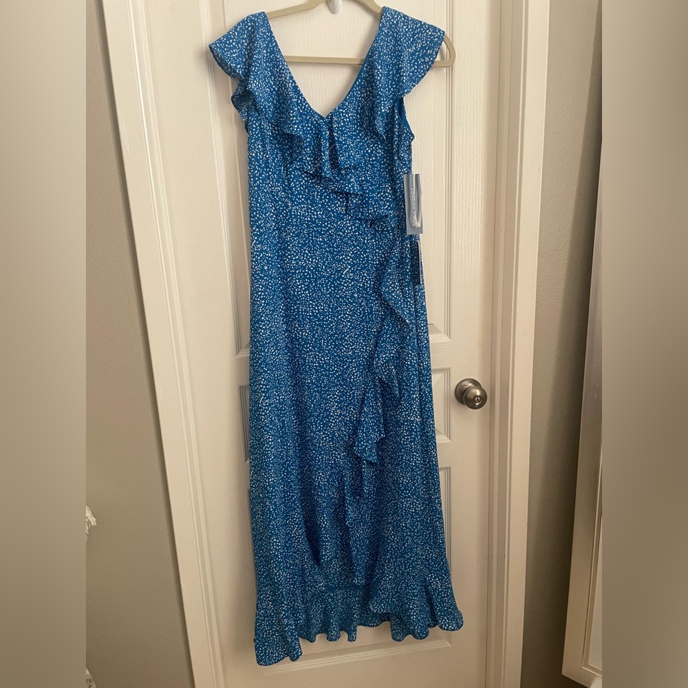 London Times Blue Patterned Maxi Dress NWTs
